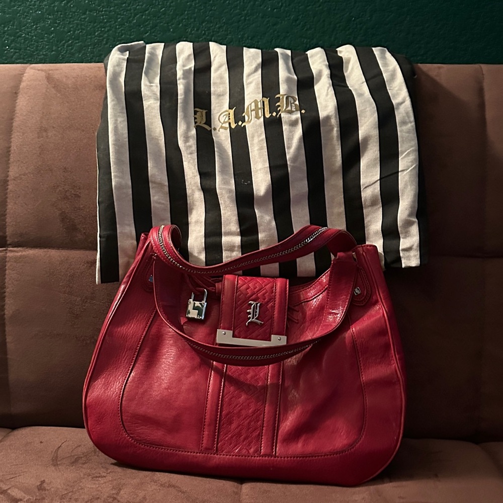 L.A.M.B. Bold Red Leather Shoulder Bag